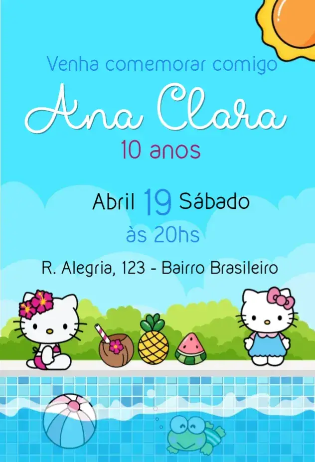 Hello Kitty Pool Party invitation