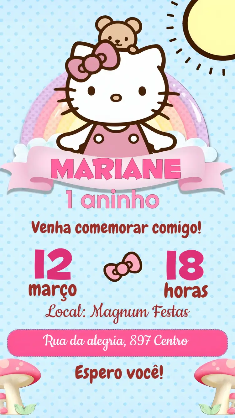 Convite Hello Kitty Menina