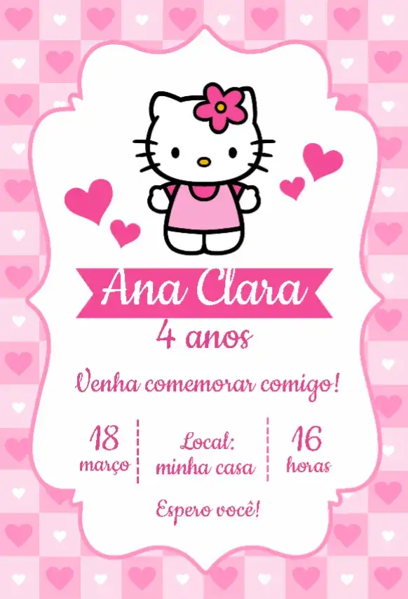 Hello Kitty Rosa Corações