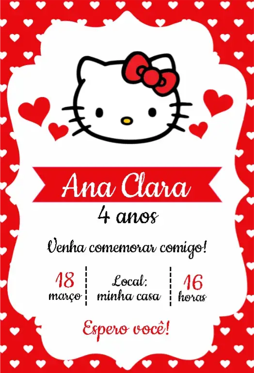 Convite Hello Kitty Vermelha
