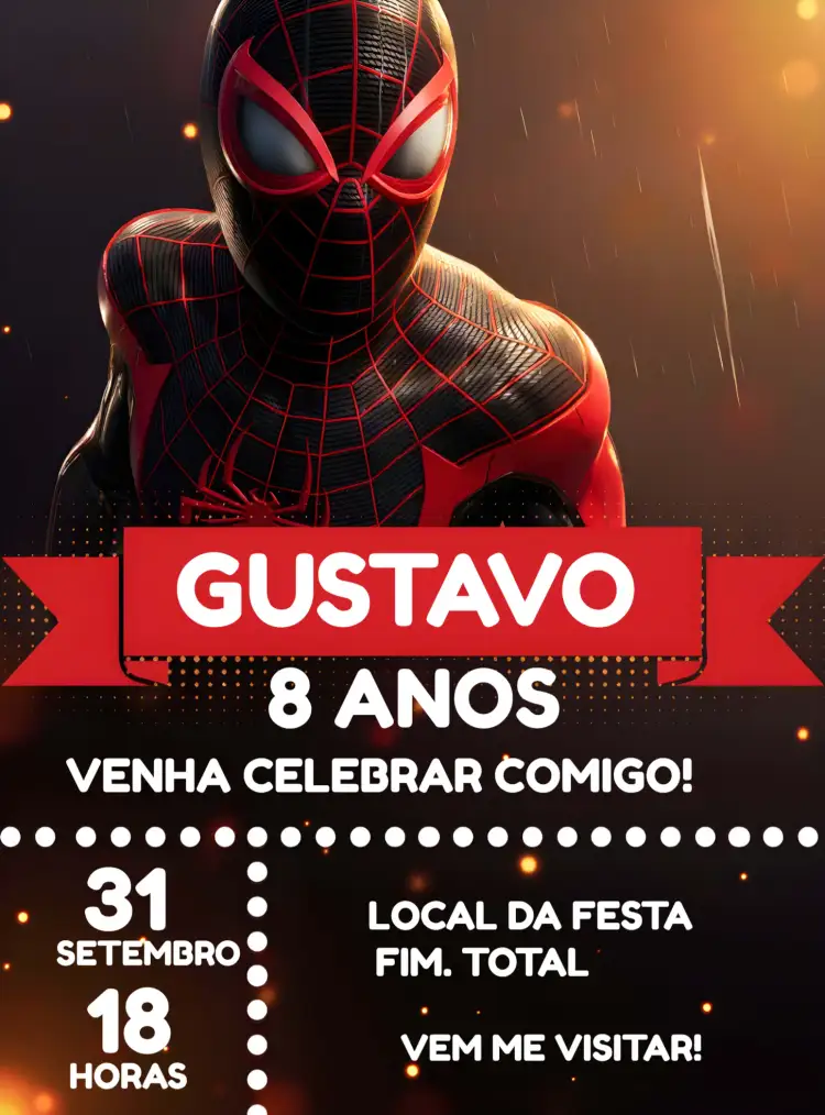 Convite Homem Aranha 2 - Jogo Video – tema Mais pesquisados moderno, colorido, jogos, super-heróis, diversão