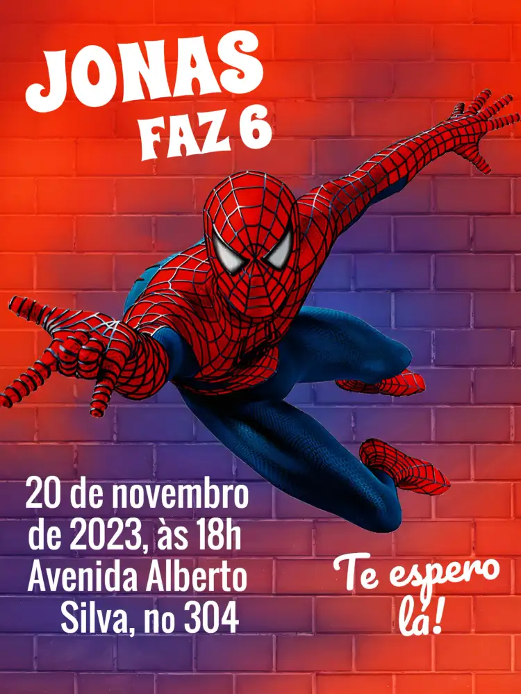 Convite Homem Aranha – tema Mais pesquisados super-herói, colorido, moderno, divertido, jovial