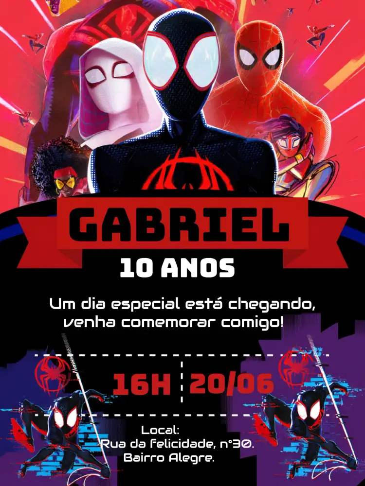 Convite Homem Aranha Aranhaverso Teia