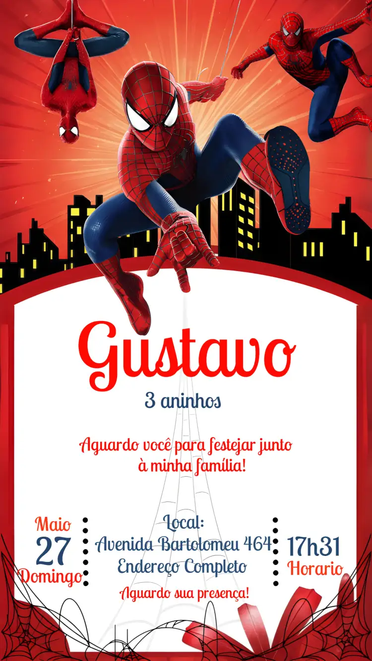 Convite Homem Aranha Azul – tema Mais pesquisados azul, super-herói, aventura, colorido, infantil, divertido