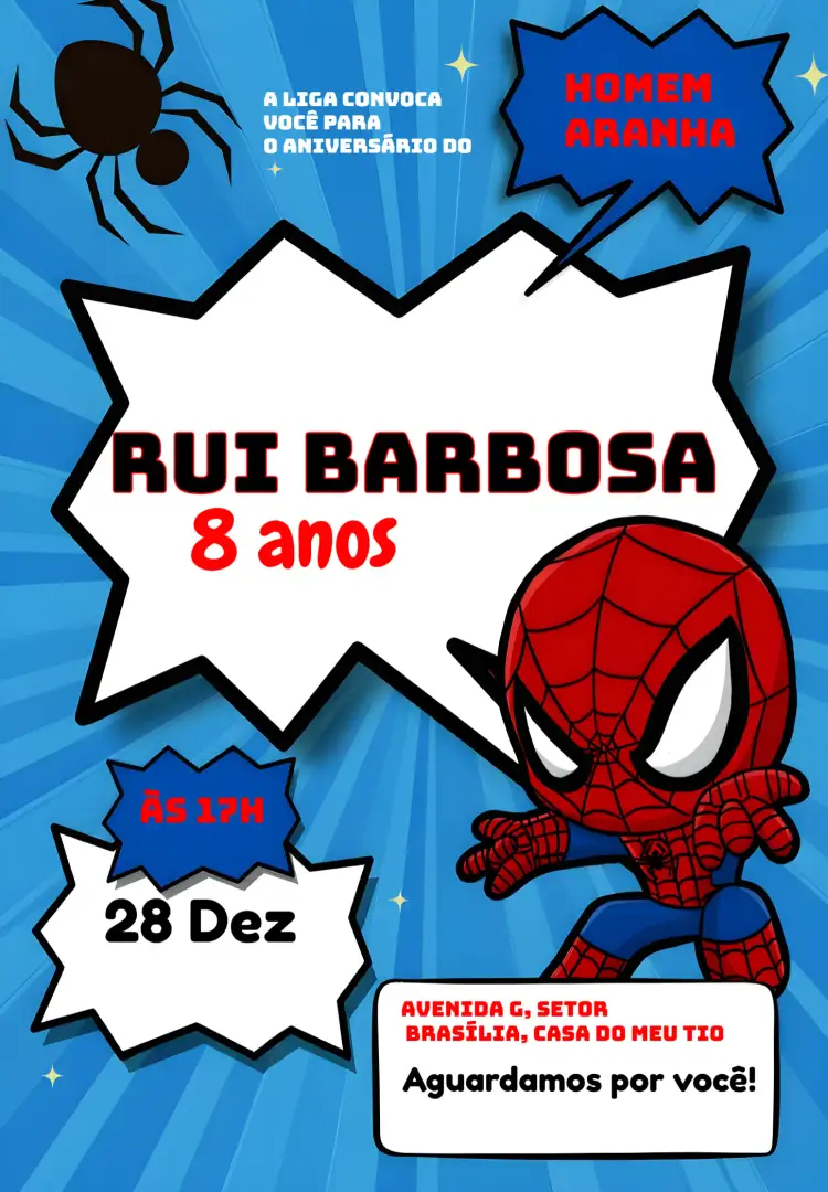 Convite Homem Aranha Homem-aranha – tema Mais pesquisados colorido, comic, moderno, dinâmico, jovem, aventura