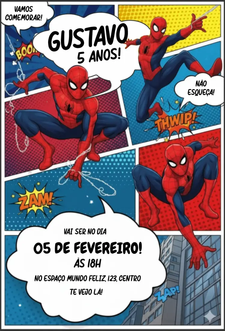 Convite Homem Aranha HQ