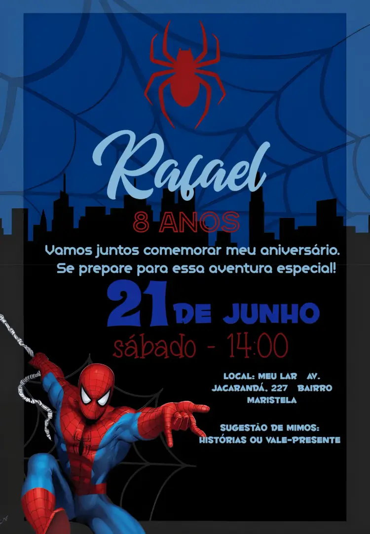 Convite Homem Aranha Super