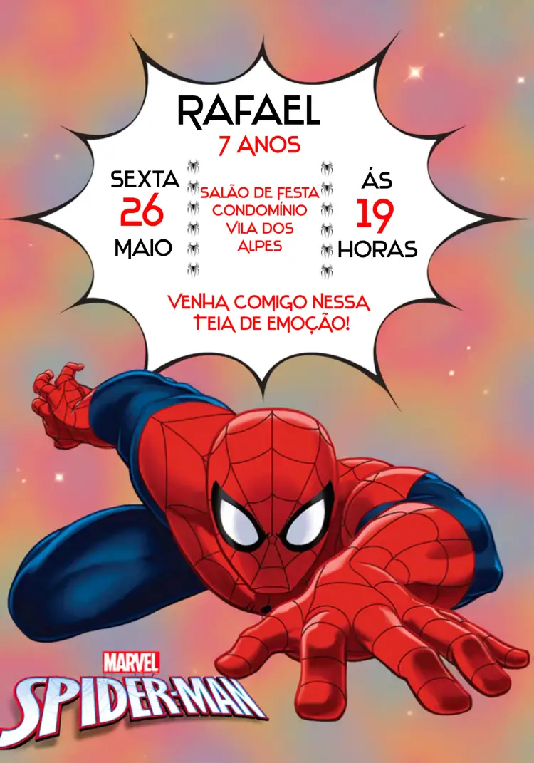 Convite Homem Aranha Vermelho