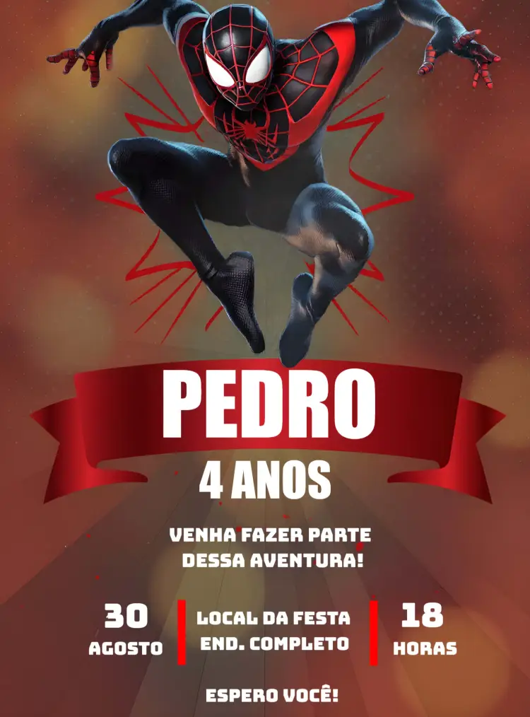 Convite Homem Aranha Vermelho