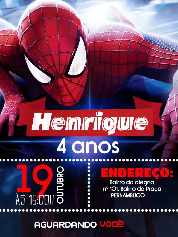 Convite Homem Aranha Vermelho