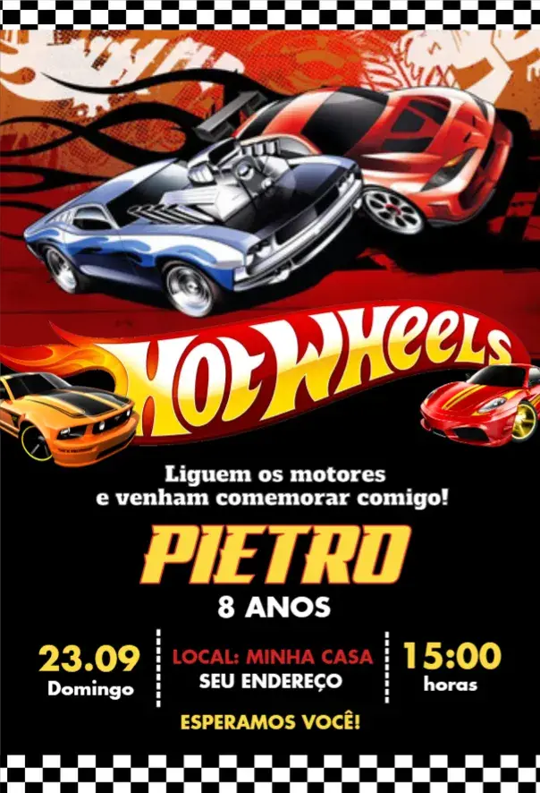 Invite Hot Wheels 10 editable and customizable
