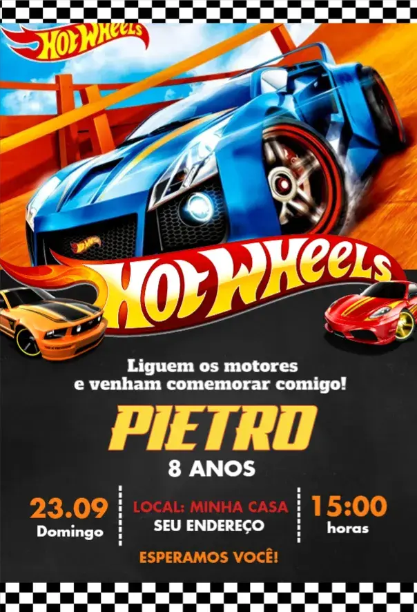 Invite Hot Wheels 11 editable and customizable