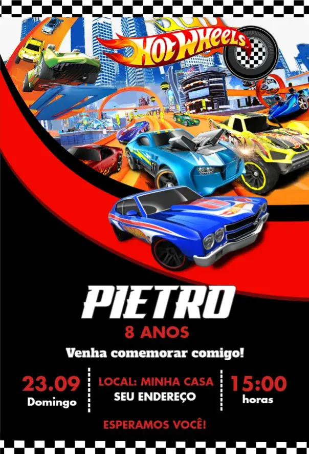 Invite Hot Wheels 12 editable and customizable