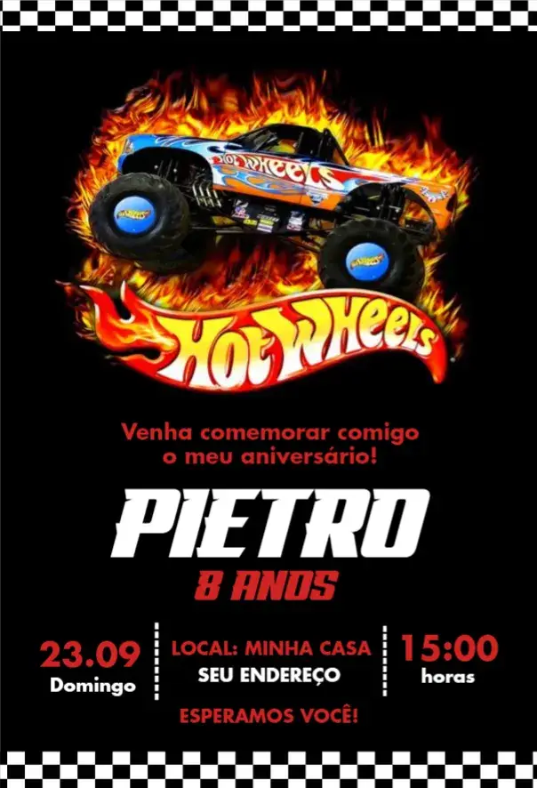 Invite Hot Wheels 13 editable and customizable