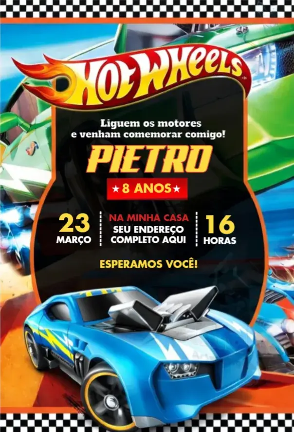 Invite Hot Wheels 3 editable and customizable