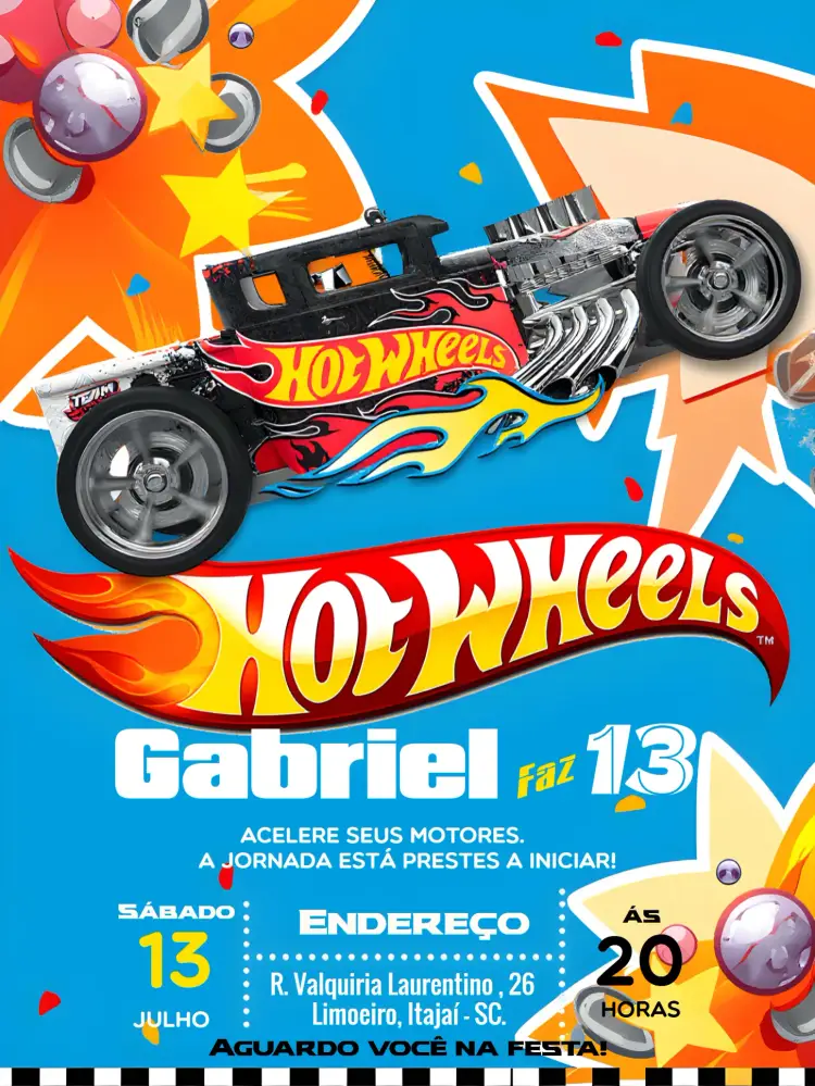 Convite Hot Wheels Carro