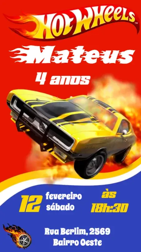 Convite Hot Wheels