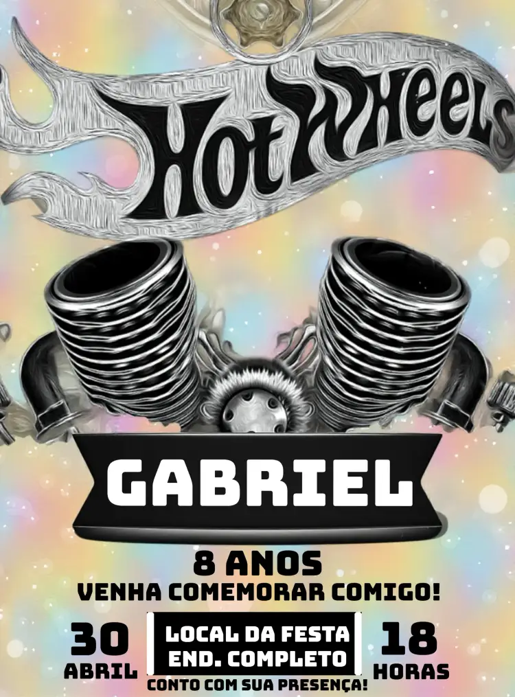 Convite Hot Wheels Desenhado