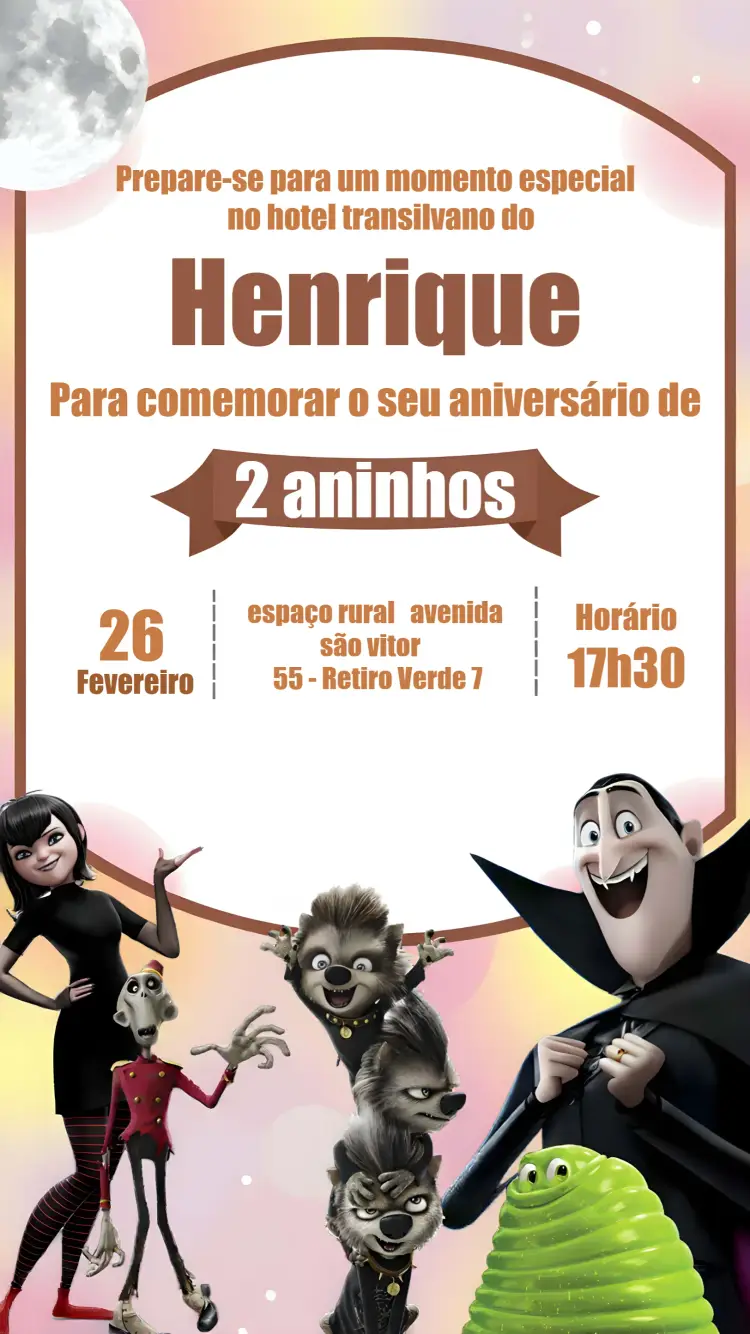 Convite Hotel Transilvânia Infantil