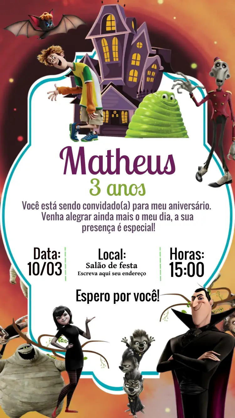 Convite Hotel Transylvania Colorido