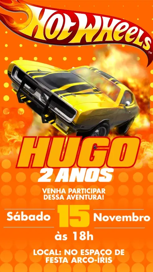 Convite Hotwheels