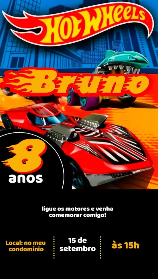 Convite Hotwheels