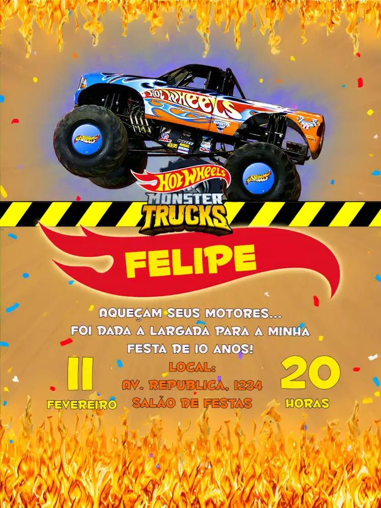 Convite Hotwheels Vermelho – tema Mais pesquisados vermelho, carros, moderno, temático, divertido, esportivo