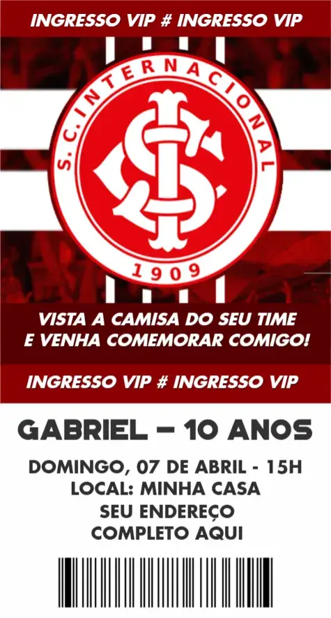 Convite Internacional ingresso