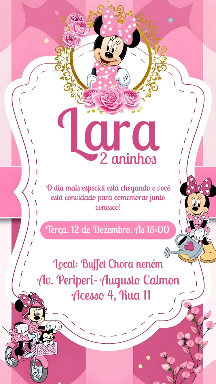 Convite Jardim Da Minnie Branco – tema Mais pesquisados jardim, rosa, branco, divertido, temático, infantil