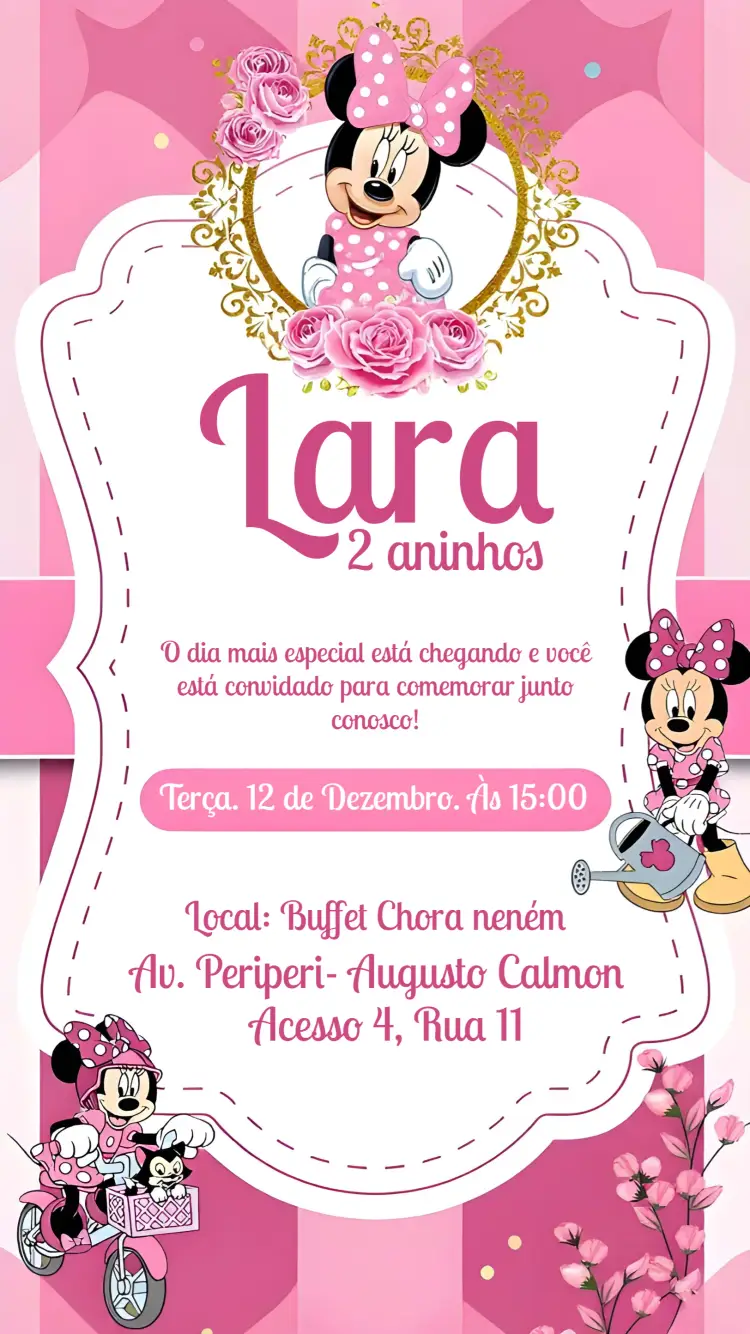 Convite Jardim Da Minnie Branco