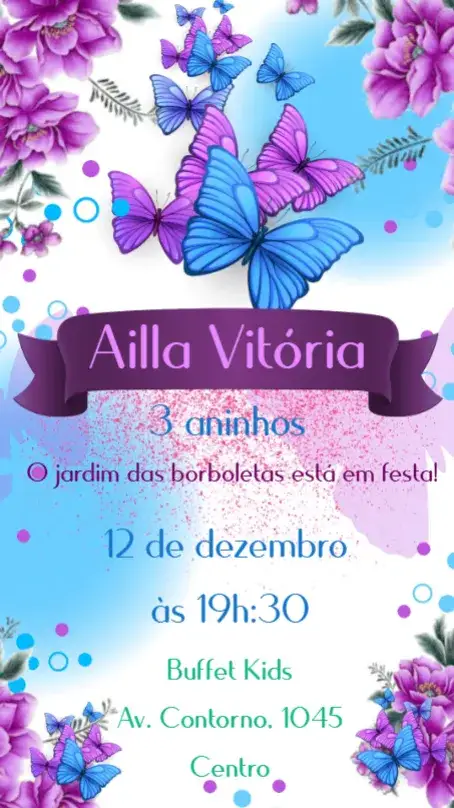 Convite Jardim das Borboletas – tema Aniversário Infantil floral, colorido, natureza, lúdico, vibrante