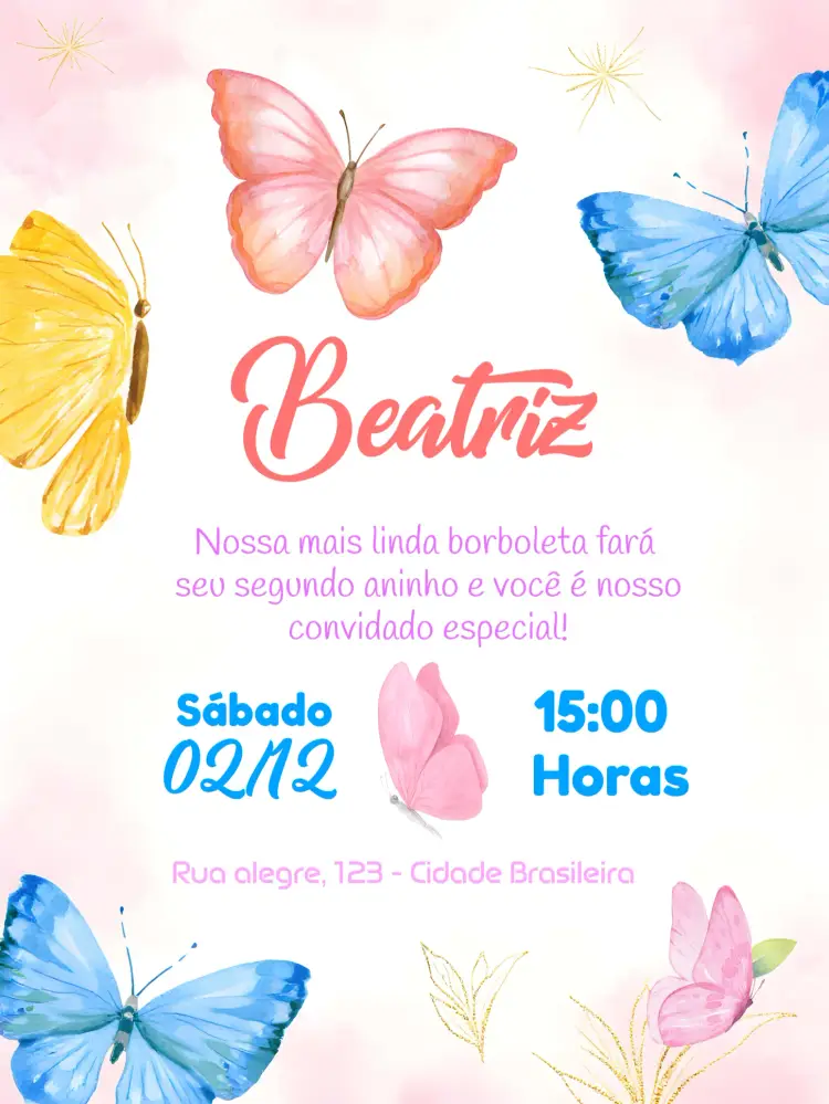 Convite Jardim Das Borboletas Encantado