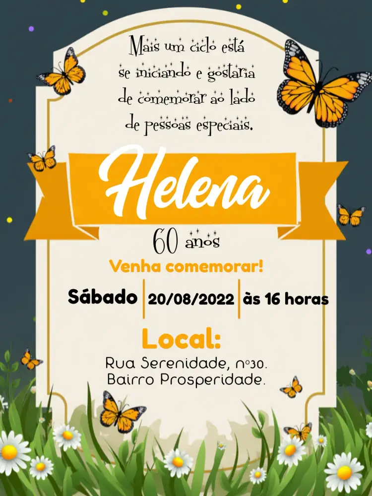 Convite Jardim Das Borboletas Laranja