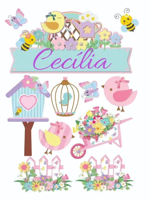 Convite Jardim Encantado – tema Topo de bolo floral, colorido, mágico, natural, fantasia, infantil