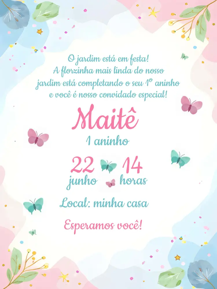 Convite Jardim Encantado Rosa
