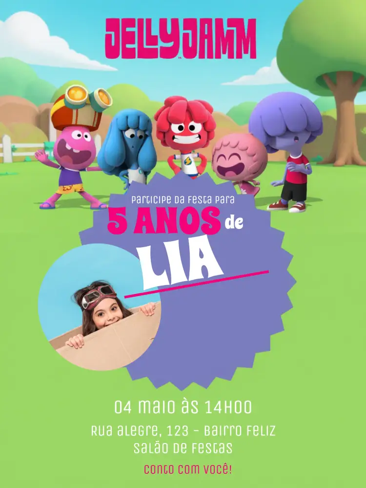 Convite Jelly Jamm Com Foto Infantil