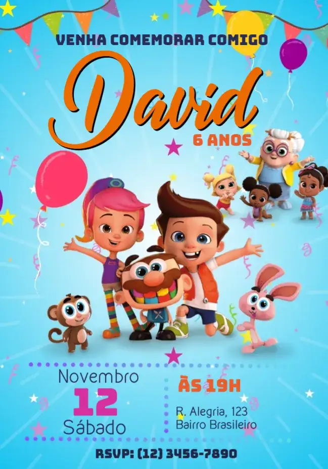 Convite João Comilão Infantil – tema Datas Comemorativas colorido, divertido, infantil, alegre, lúdico