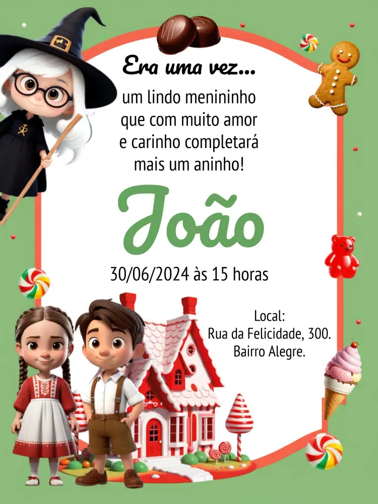 Convite João E Maria Infantil