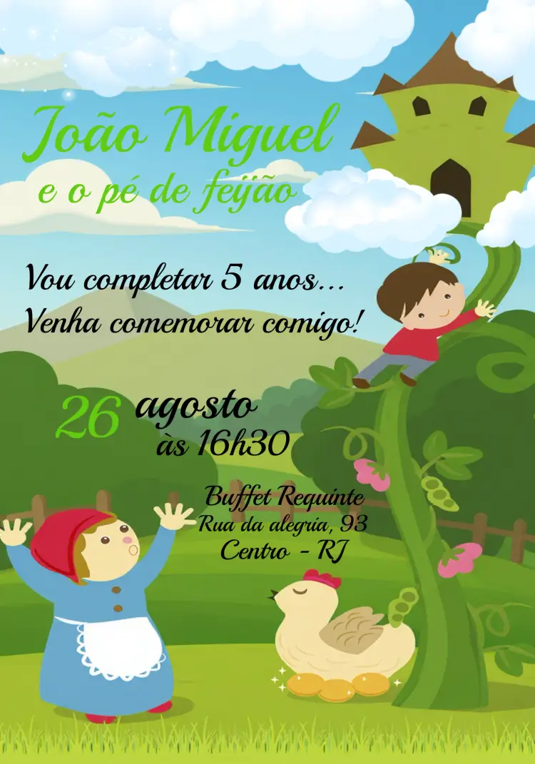 Convite João E O Pé De Feijão Verde