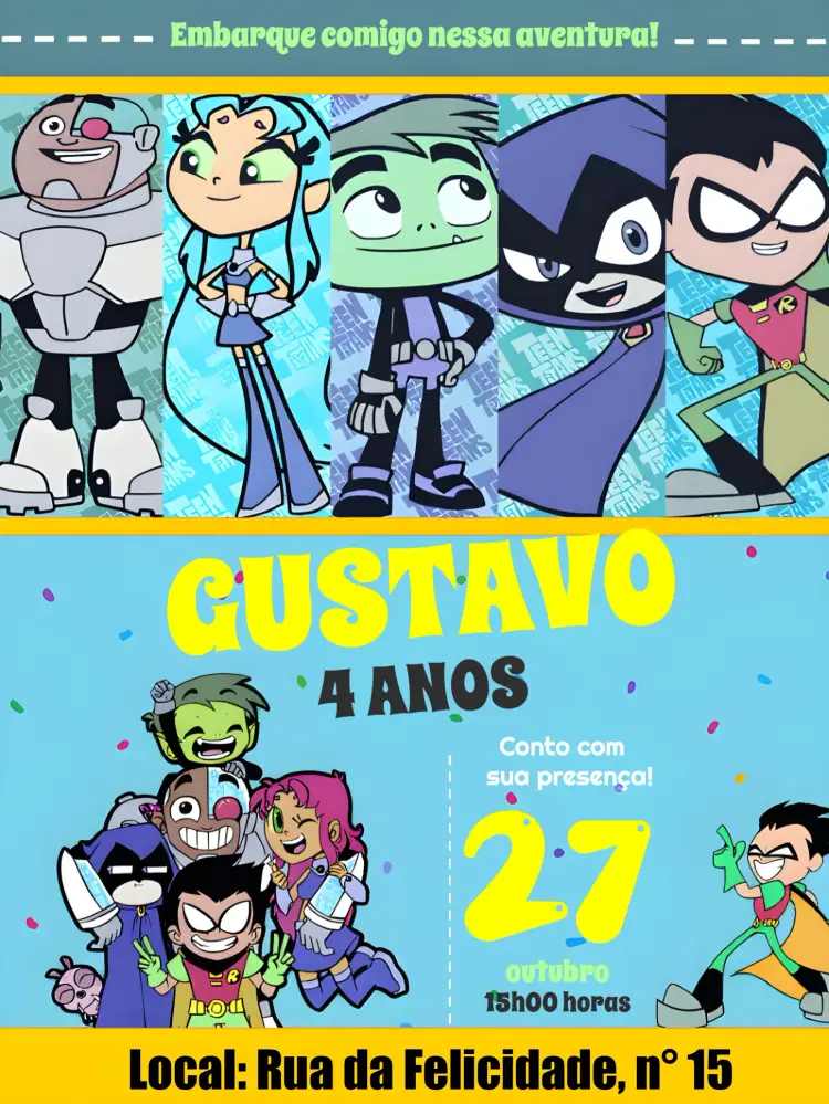 Convite Jovens Titãs Os