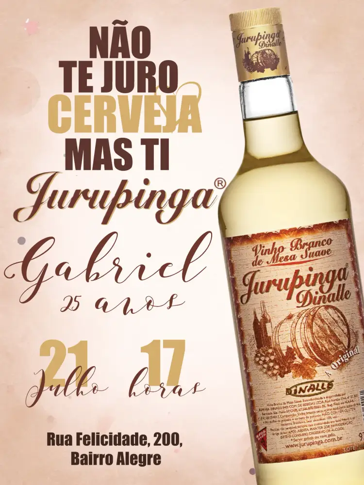 Convite Jurupinga Adulto – tema Aniversário boteco, churrasco, moderno, vibrante, casual