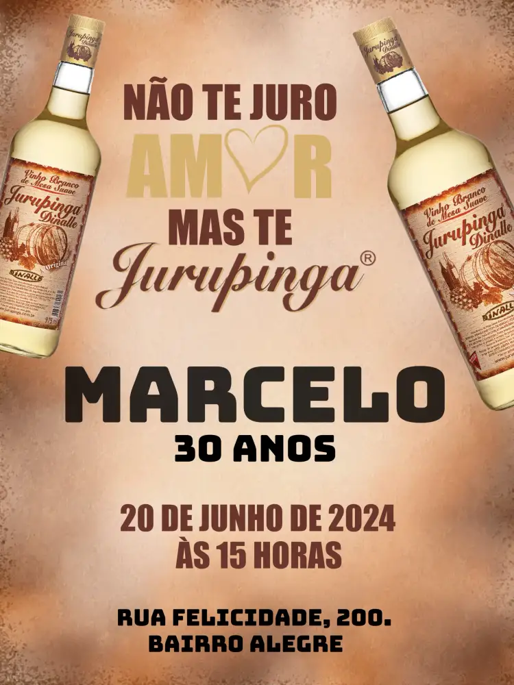 Convite Jurupinga Adulto – tema Aniversário boteco, churrasco, vintage, moderno, descontraído, masculino