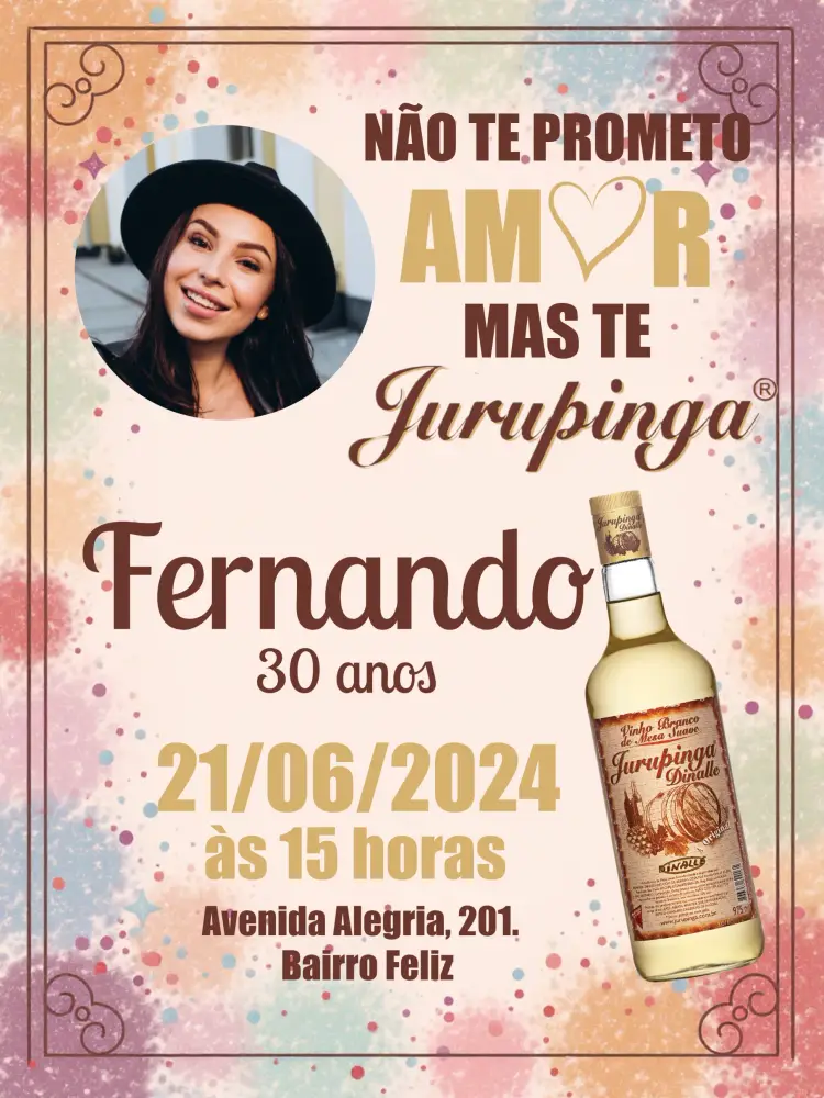 Convite Jurupinga Com Foto Bebida