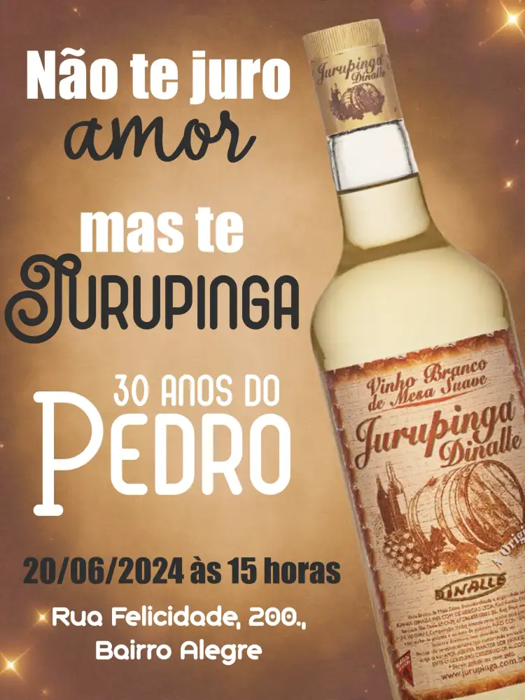 Convite Jurupinga Masculino – tema Aniversário boteco, churrasco, masculino, colorido, descontraído