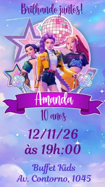 Invitation K-pop – Birthday theme colorful, modern, pop, youthful, fun