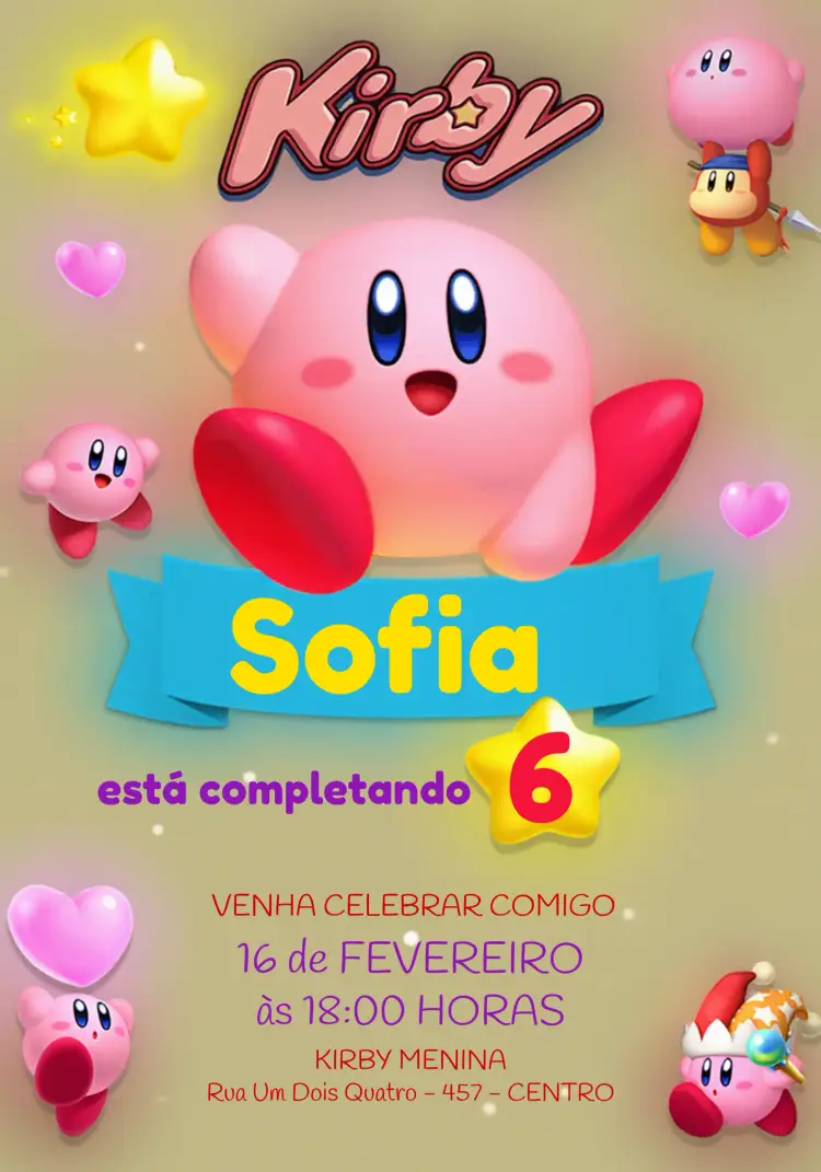 Convite Kirby Rosa