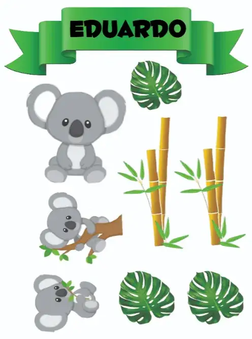 Convite Koala 2D – tema Topo de bolo divertido, colorido, moderno, infantil, animais, tema de natureza