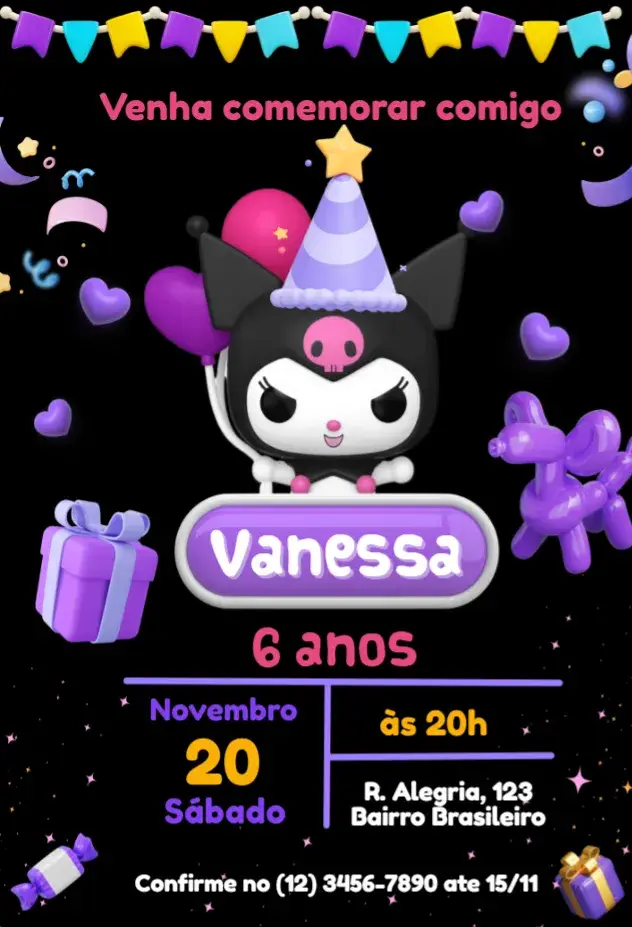 Convite Kuromi 3D