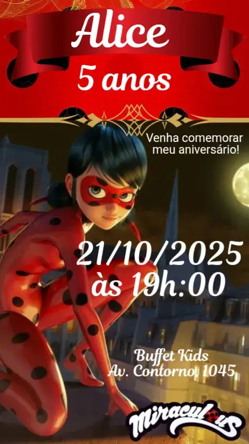 Convite Lady Bug – tema Aniversário Infantil colorido, divertido, temático, vibrante, infantil