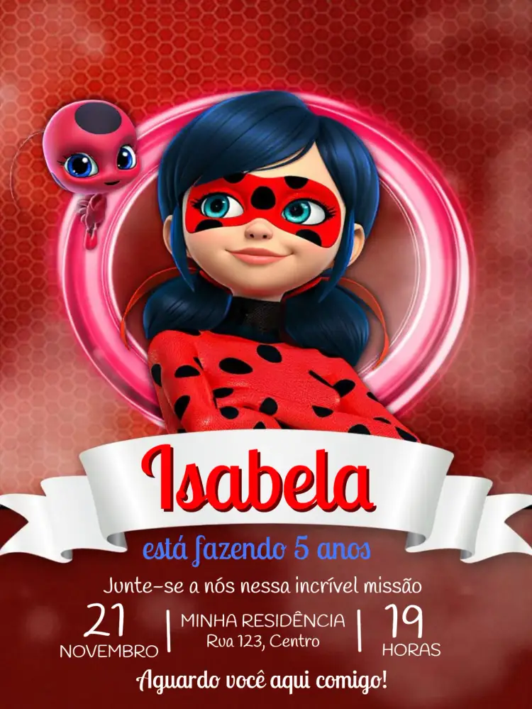 Convite Lady Bug E Cat Noir Adrien